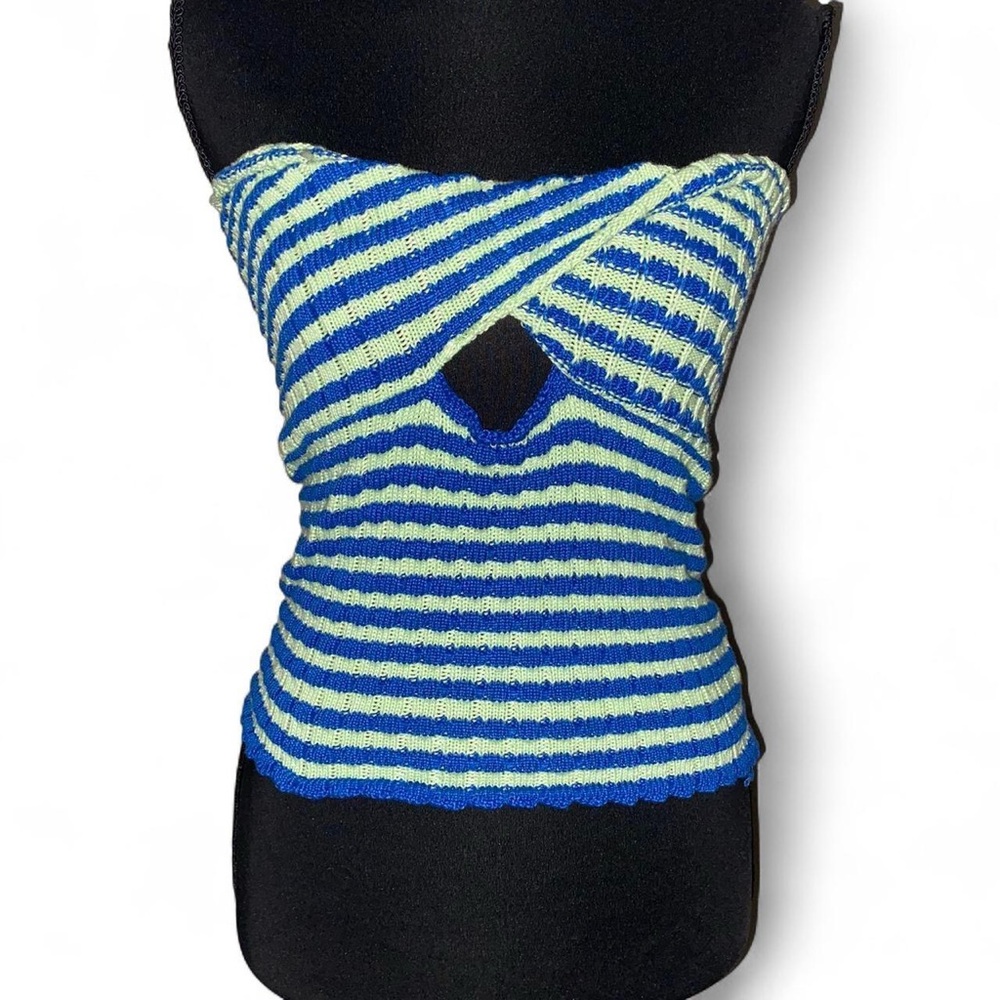 y2k knitted striped peekaboo tube top